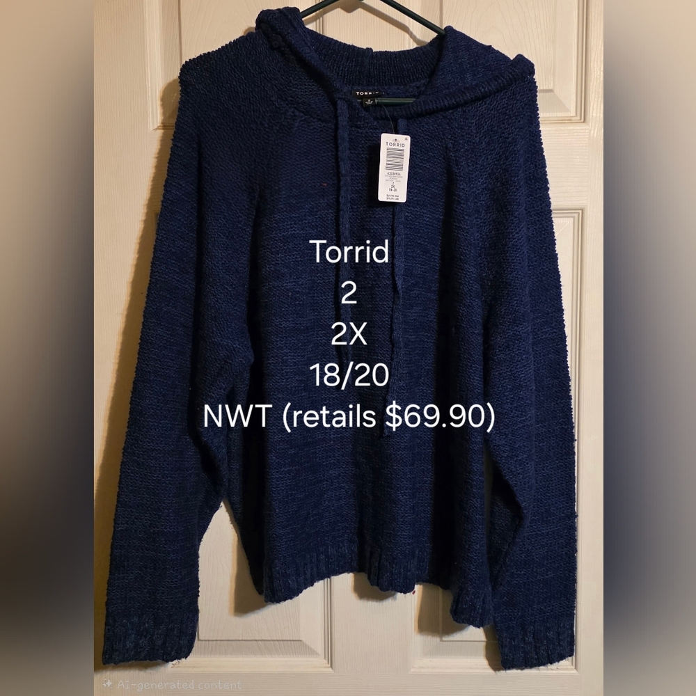 Torrid Navy Hooded Pullover Sweater